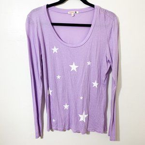 Sundry purple long sleeve star scoop neck 1
